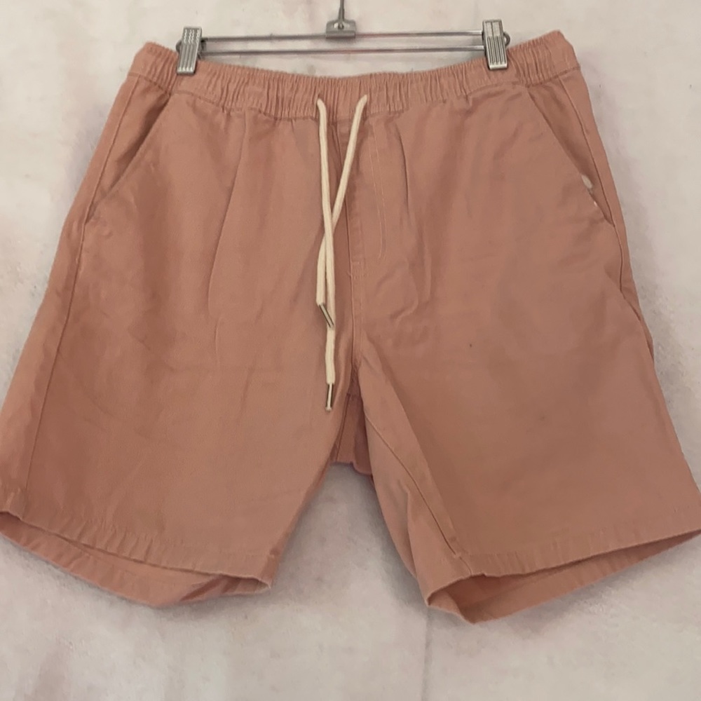 Men’s Forever 21 Pink Twill Elastic Waist Drawstring Casual Shorts